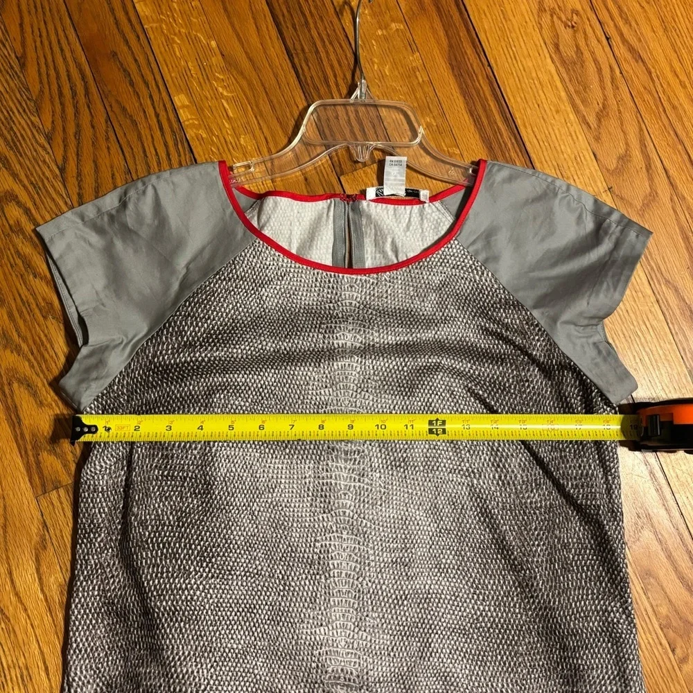Kenneth Cole New York Gray Snake-Print Shift Dress with Red Trim - Picture 9 of 9